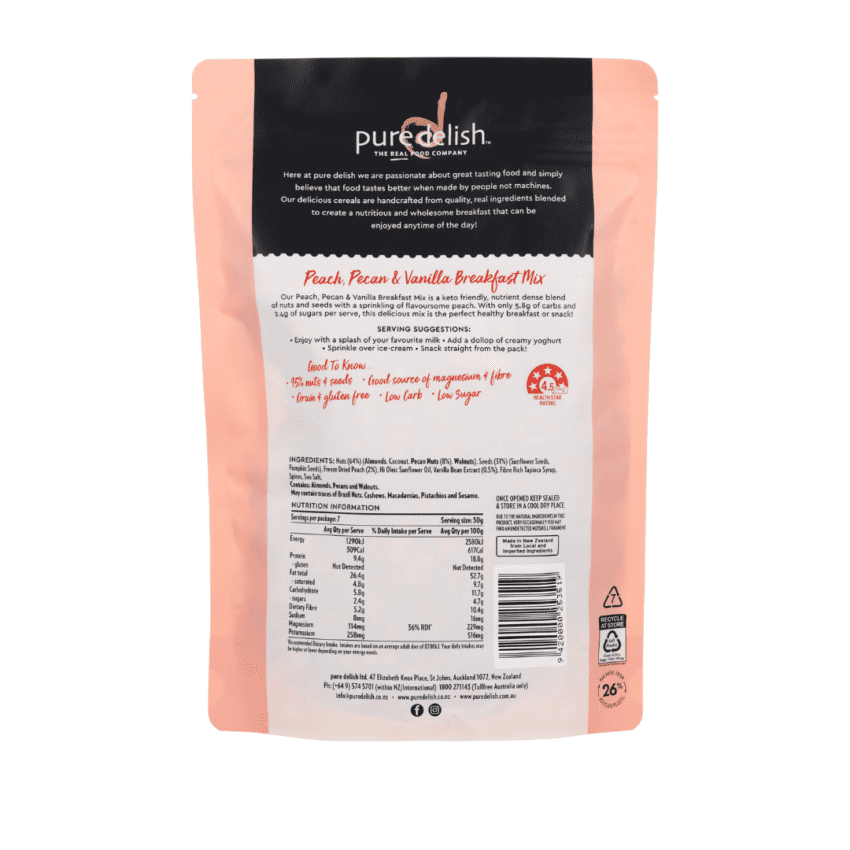 Peach, Pecan & Vanilla Breakfast Mix 350g - Image 2