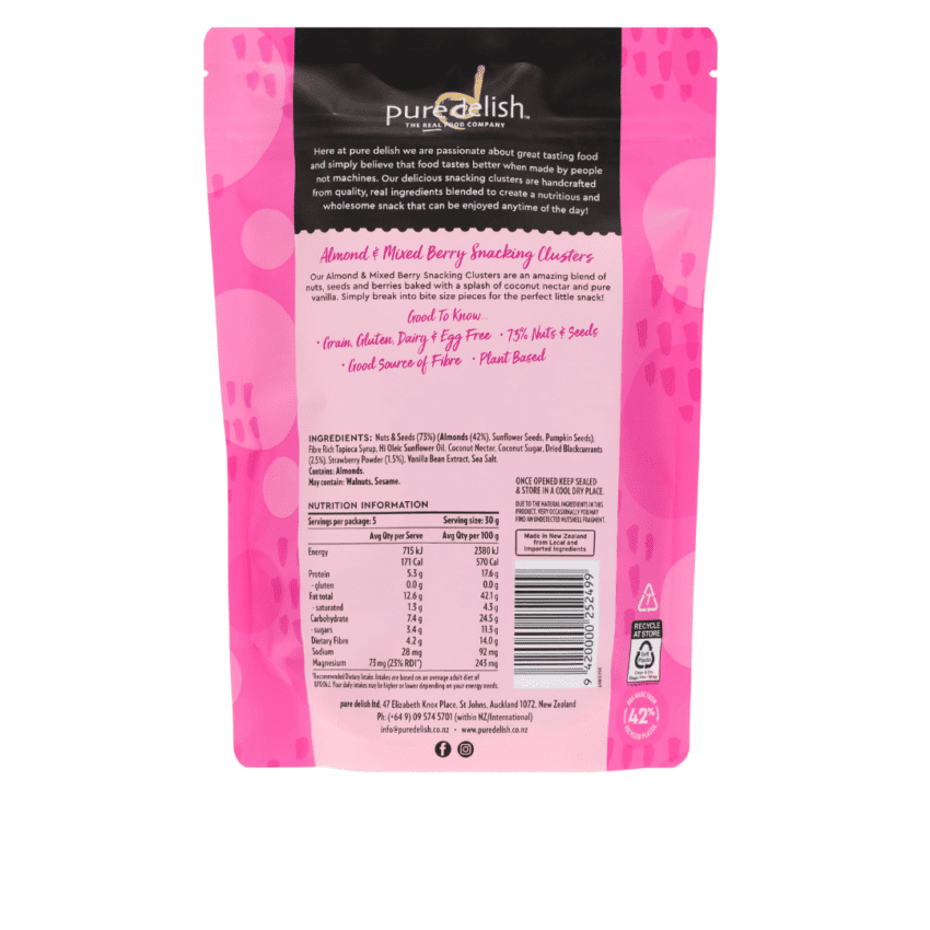 Almond & Mixed berry Snacking Clusters 150g - Image 2