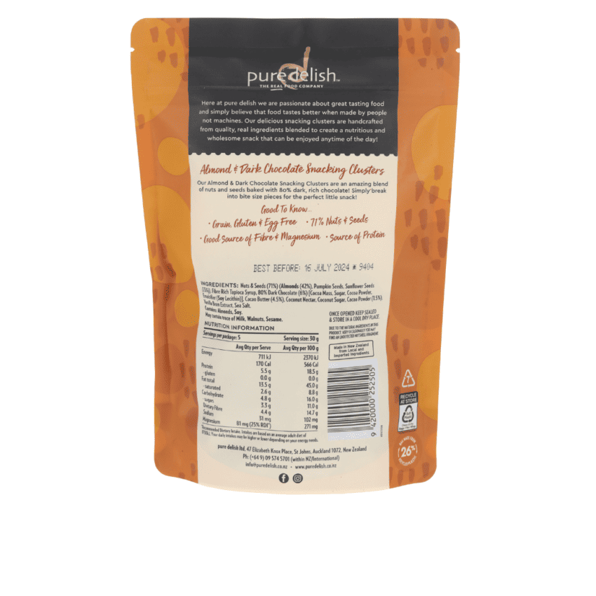 Almond & Dark Chocolate Snacking Clusters 150g - Image 2
