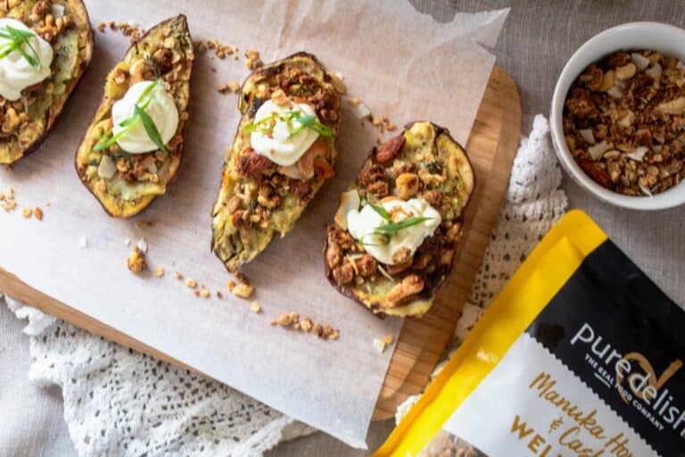 Manuka Honey and Cashew Stuffed Roast Kumara